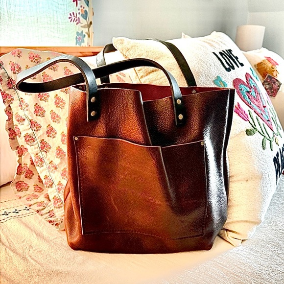 NWOT Portland Leather Brown Tote (Large Size) - Picture 2 of 12